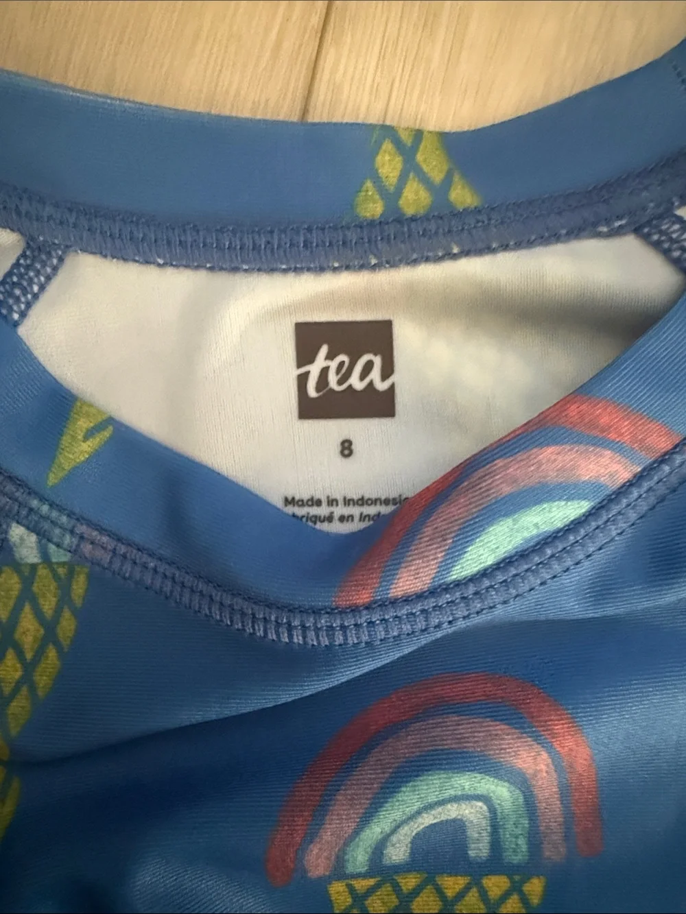 tea Bundle of 5 Swimwear Short-Sleeve Rashguard Top with Pink & Navy Bottoms